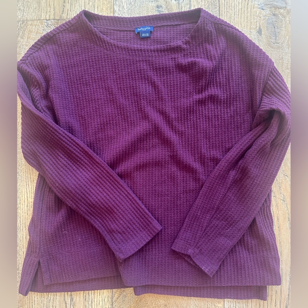 Splendid Purple Crewneck Sweater with Ribbed Texture